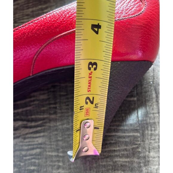 Salvatore Ferragamo Slip On Pumps High Heel Leather Shoes Red Size 9B - Picture 6 of 10